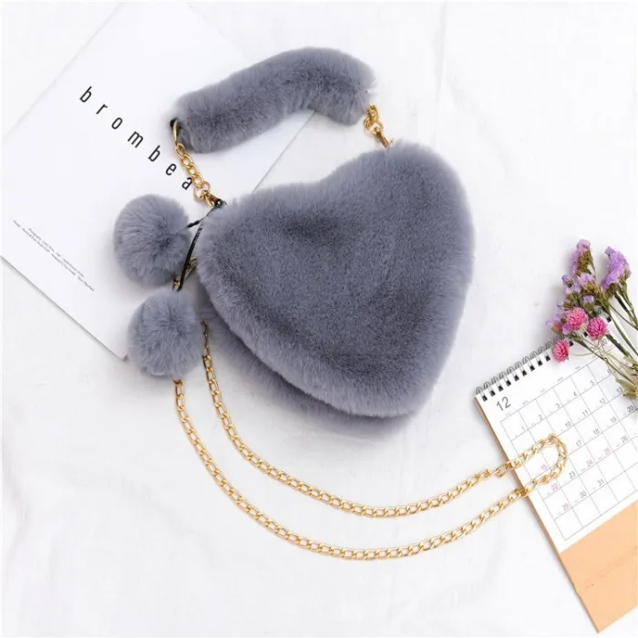 Faux Fur Cute Messenger Bags Clutch Winter Soft Plush Ladies Handbags 03647