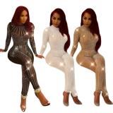 Sexy Sheer Mesh Diamond Night Party Club Bodysuits Bodysuit Outfit Outfits Q03445