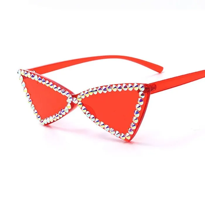 Sexy Cat Eye Diamond Red Triangle Sunglasses 208596