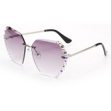Fashion Rimless Rhinestone Gradient Ocean Sunglasses 774152