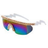 Fashion Rhinestone Oversized Mirror Sunglasses 7379810