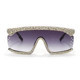 New Style Integrated Windshield Handmade Diamond Pearls Sunglasses 003041