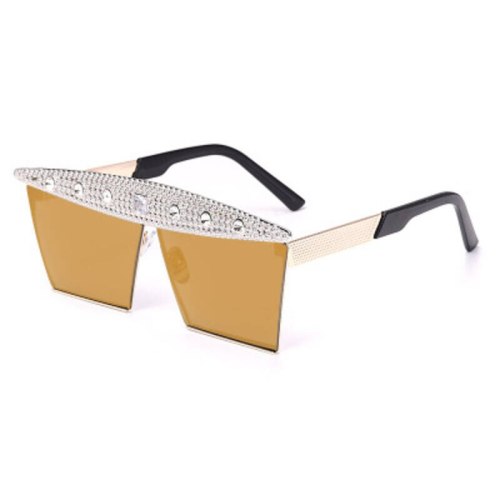 New Colorful Large Frame Rhinstone Metal Square Sunglasses 781021