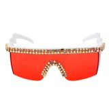 Fashion Rhinestone Oversized Mirror Sunglasses 7379810