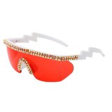 Fashion Rhinestone Oversized Mirror Sunglasses 7379810