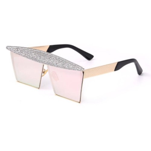 Retro Large Frame Rhinstone Square Sunglasses 781021