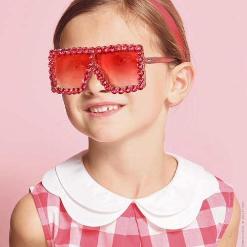 Children Oversized Frame Diamond Square Sunglasses 907081