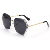 Fashion Rimless Rhinestone Gradient Ocean Sunglasses 774152