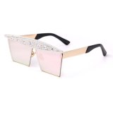 New Colorful Large Frame Rhinstone Metal Square Sunglasses 781021