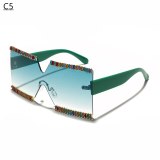 Mix Diamond Design Big Frame Oversized Sunglasses 1791021