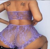 SU01 2PCS Set Women Lingerie Lace Babydoll Underwear Ladies Nightwear Sleepwear