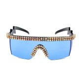 Fashion Rhinestone Oversized Mirror Sunglasses 7379810