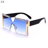 Big Frame Oversize Rhinestone Sunglasses 535061
