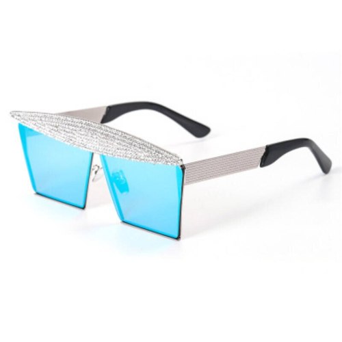 Retro Large Frame Rhinstone Square Sunglasses 781021