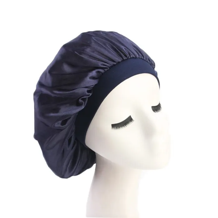 58cm Adjust Solid Satin Bonnet Hair Styling Cap Long Hair Bonnets TJM-30112B