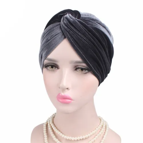 Muslim Stretch Women Velvet Cross Bonnet Bonnets TJM-26374