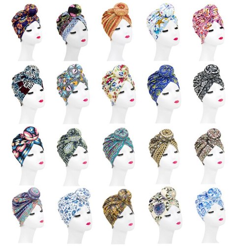 Women Islamic Head Scarf Turban Trendy Printed  Bonnet Bonnets