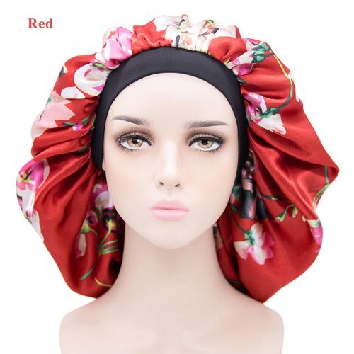 Muslim Fashion Print Stretch Turban Flowers Satin Bonnets 1122