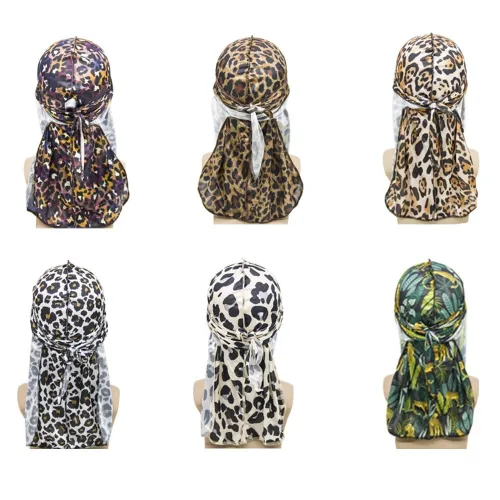 Hiphop Rapper Outside Men Prin leopard Silky Durags
