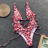 Sexy Leopard Bikini Cross Bandage Swimsuit Swimsuits A992103