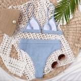 Women Pure Color High Waist Sexy Push Up Swimsuits B17081