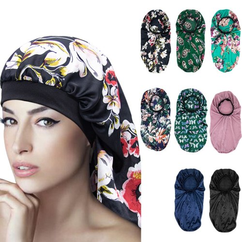 Muslim Women Night Sleep Satin Elastic Bonnet Bonnets