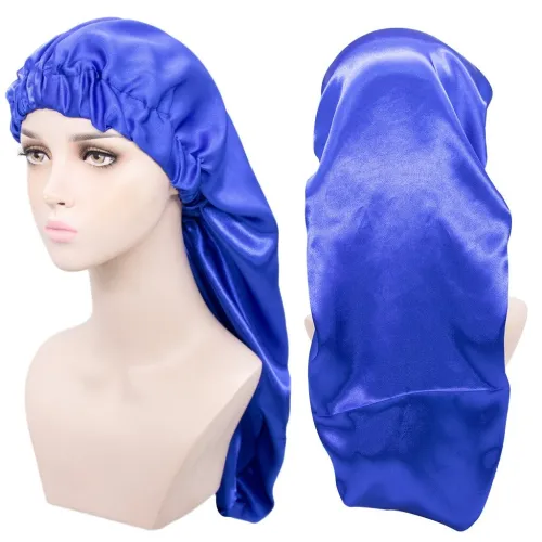 Long Satin Bonnet Sleep Cap with High Elastic Bonnets 0617