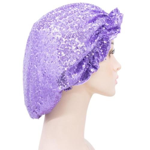 Double Layer Adjustable Glitter Sequin Turban Bonnets sleep-1223