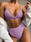 Women Pure Color High Waist Sexy Push Up Swimsuits B17081