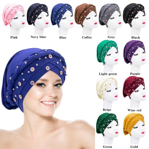 Fashion Muslim Wrap Turban Diamond headband Bonnet Bonnets 0617