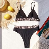 Sexy Leopard Bikini  High-waisted Women V-neck Swimsuit Swimsuits B20314W