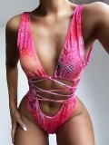 Sexy Bandage  Leopard Hollow Strap Swimsuit Swimsuits A992103