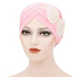 Arab Muslim Beanie Forehead Cross Flower Bonnet Bonnets 0121