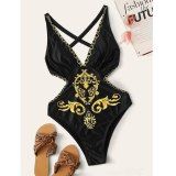 New Women's BeachWear Fashion Gold Print Swimsuit Swimsuits B5566