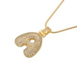 High Quality Crystal Brass Gold Letter Necklaces VL3445