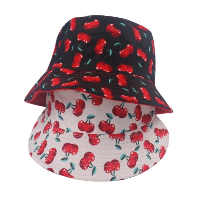 Fruit Cherry Bucket For Women Reversible Fisherman Hats