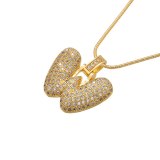 High Quality Crystal Brass Gold Letter Necklaces VL3445