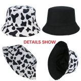 Fashion Reversible Black White Cow Pattern Bucket Hats