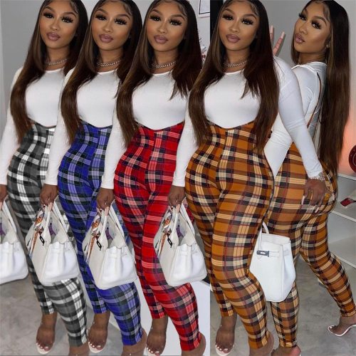 A8753 Plaid Printed Women Bodysuits Bodysuit Outfit Outfits cl610112