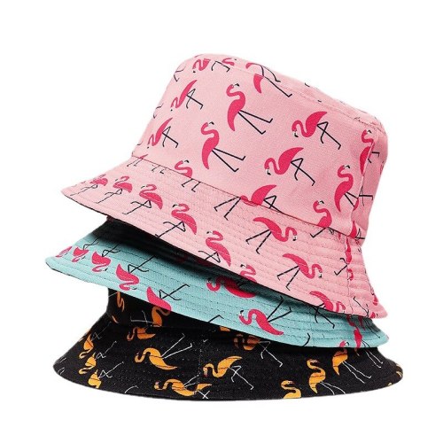 Summer Bucket Cap Flamingo Print Bob Hip Hop Fisherman Hats 2021014556