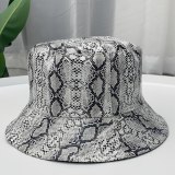 Fashion Snake Skin Print Leather Bucket Fisherman Hats