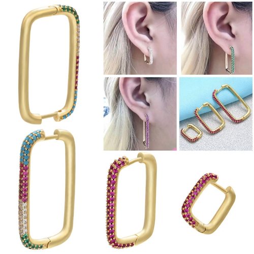 Fashion Geometric Gold Silver Plated Rainbow Earrings VE14455