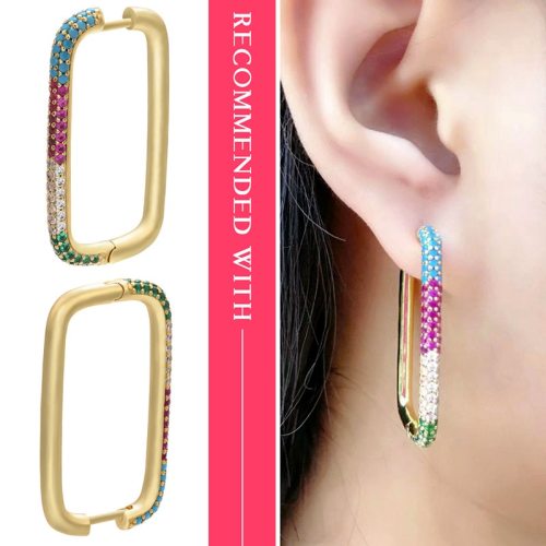 Fashion Geometric Gold Silver Plated Rainbow Earrings VE14455