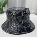 Fashion Snake Skin Print Leather Bucket Fisherman Hats
