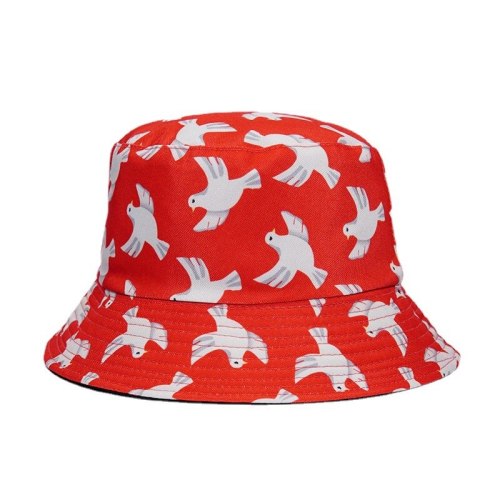 Women Peace Pigeon Print Double-sided Bucket Hats 202145263