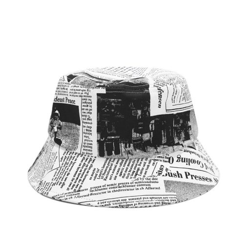 Unisex Summer Ins Bucket New Design Newspaper Printed Hats YFM67788