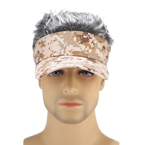 Men Women Camo Golf Cap With Fake Flair Hair Sunshade Hats BQM36172