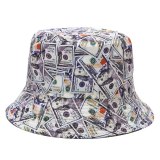 New Dollar Print Reversible Bucket Fisherman Hats YFM52334