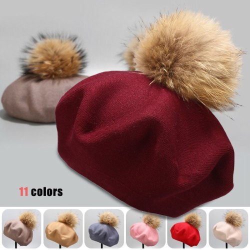 Autumn Winter Women's Warm Real Wool Berets Hats BLM49510