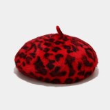 New Fashion Leoparded Knitted Beret Hat Autumn Winter Rabbit Fur Hats BLM7889